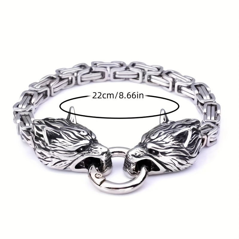 Men's 304 Stainless Steel Double Wolf Head Bracelet